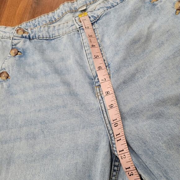 On 34 Sailor Jeans Sailor Buttons At Sides High Rise Wide Leg Size 16/33 - Picture 11 of 12